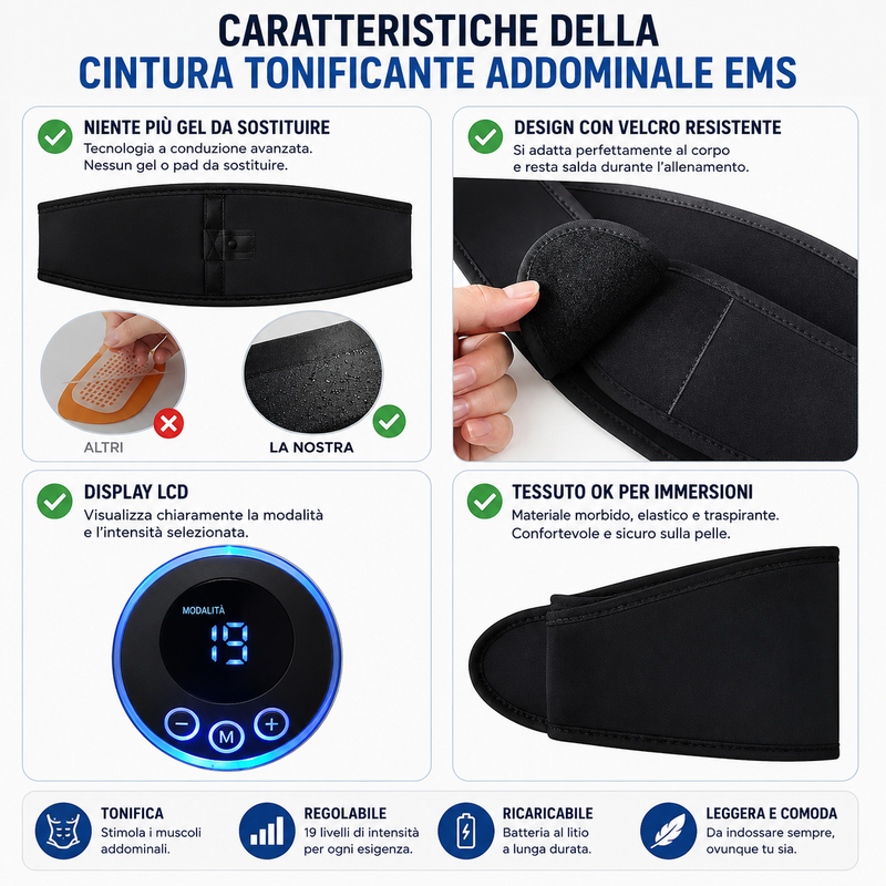 Cintura EMS Addominale Tonificante